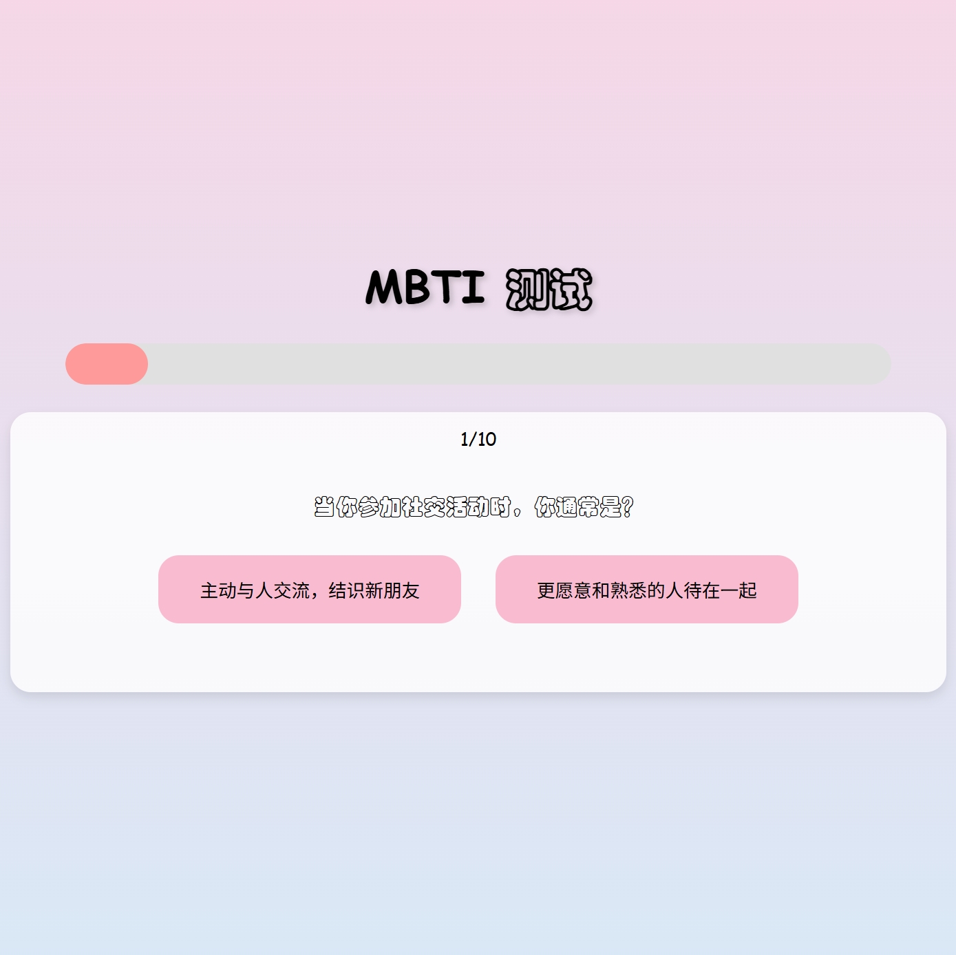 MBTI测试预览